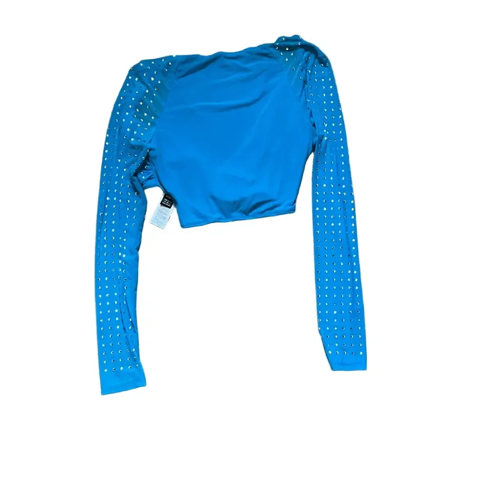 SHEIN BAE Rhinestone Detail Crisscross Front Crop Top